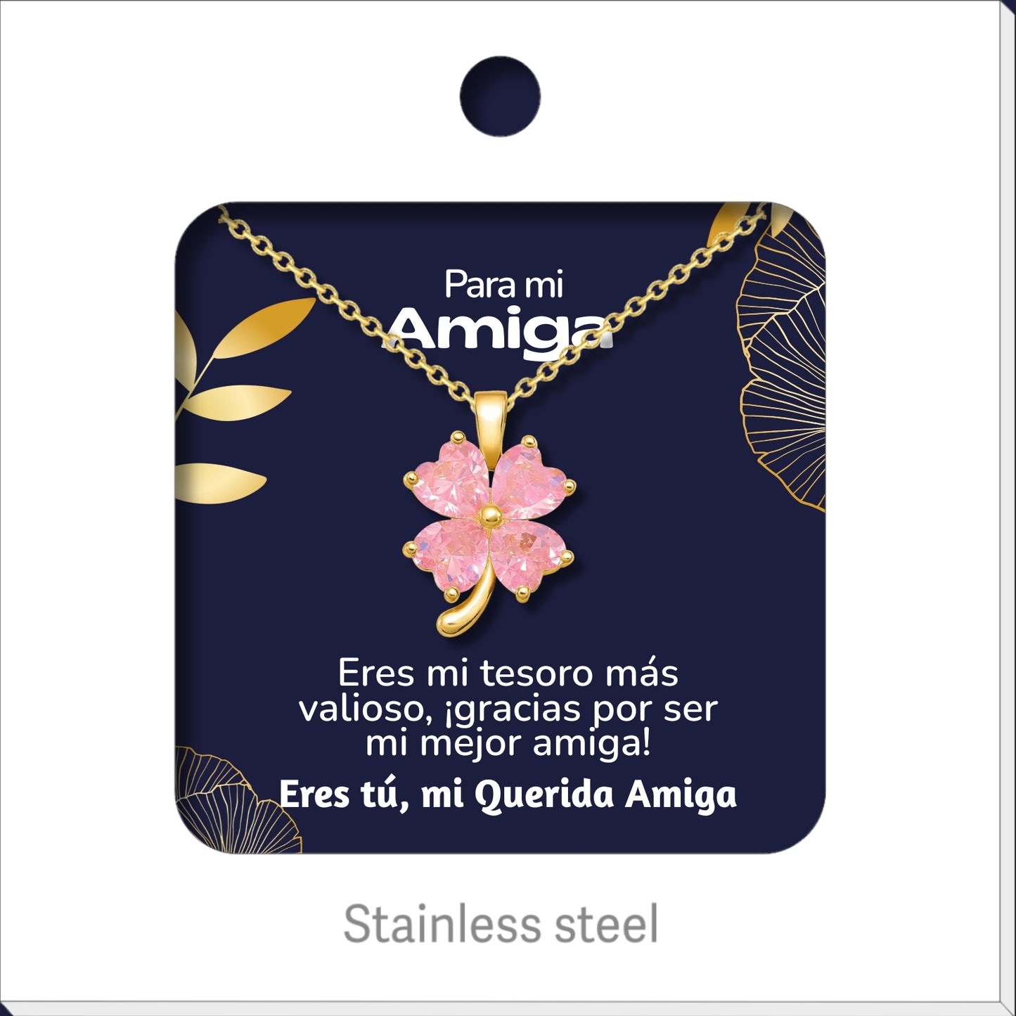Collar Acero para Mujer con Tarjeta Diseñado , Colgante Con Circonita para Mamá,  Amor, Esposa, Amiga, Hija, Abuela. Regalo para Cumpleaños, Día de Madre, San Valentín, Navidad.