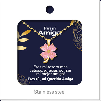 Collar Acero para Mujer con Tarjeta Diseñado , Colgante Con Circonita para Mamá,  Amor, Esposa, Amiga, Hija, Abuela. Regalo para Cumpleaños, Día de Madre, San Valentín, Navidad.