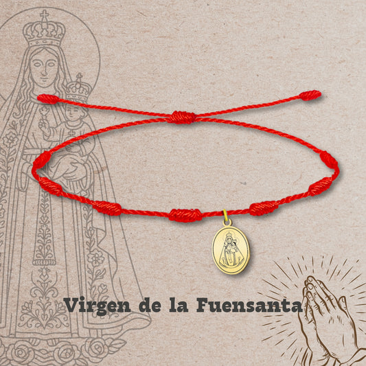 Pulsera 7 nudos con Virgen de la Fuensanta Acero Dorado