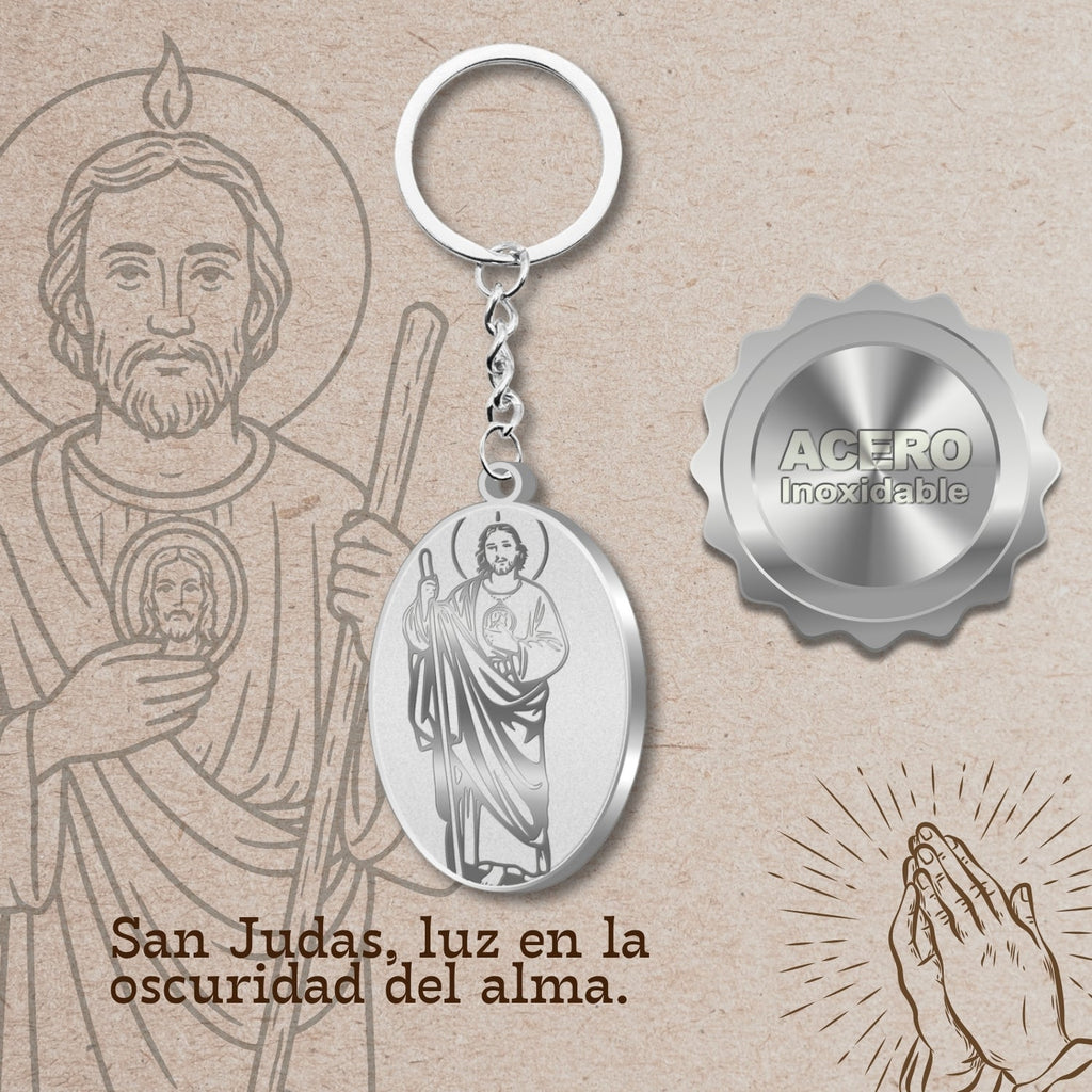 Llavero San Judas Tadeo en Acero Inoxidable cotigo