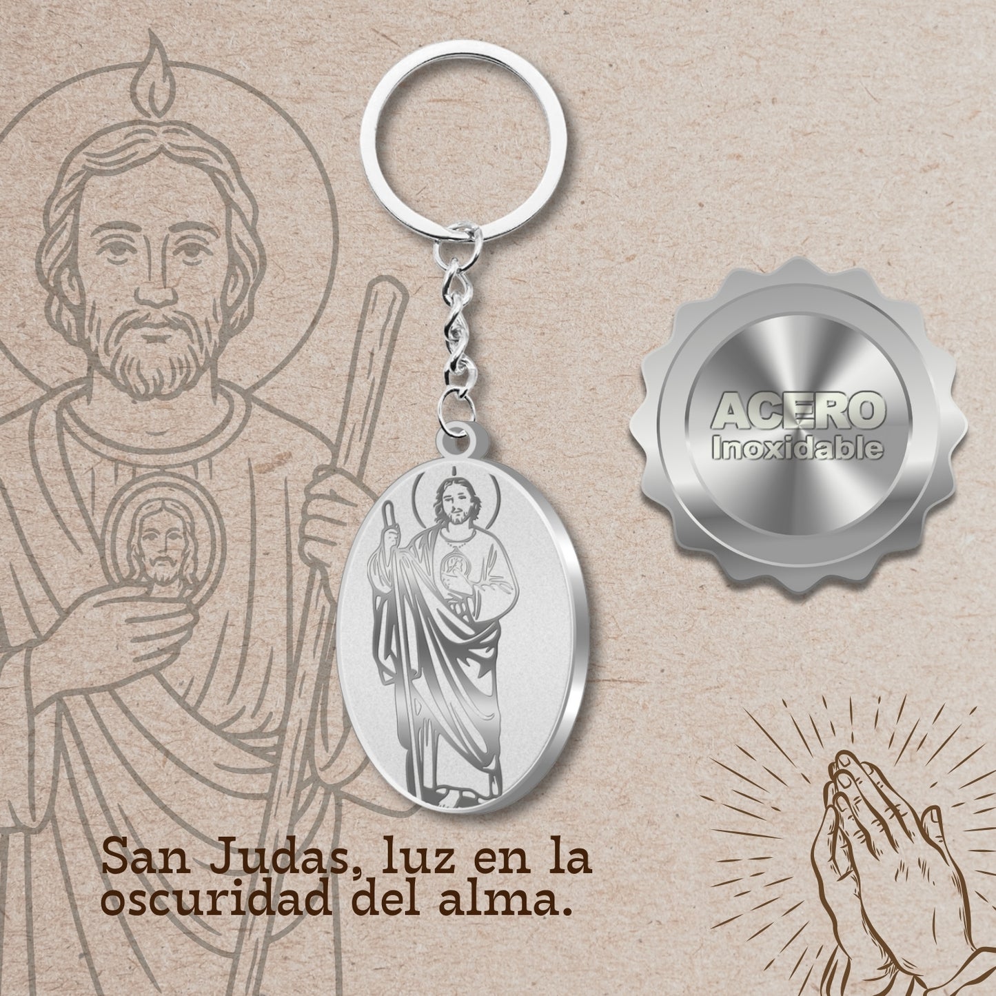 Chaveiro São Judas Tadeu Aço Inoxidável