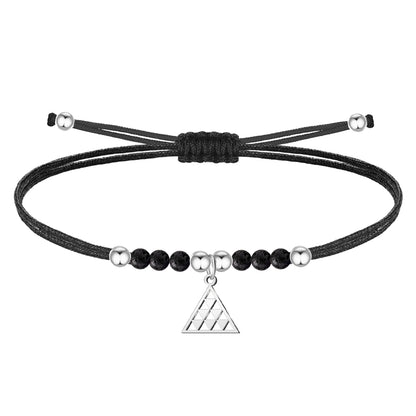 Pulsera Hilo Encerado con  Pintadera Canarias Acero Plateado