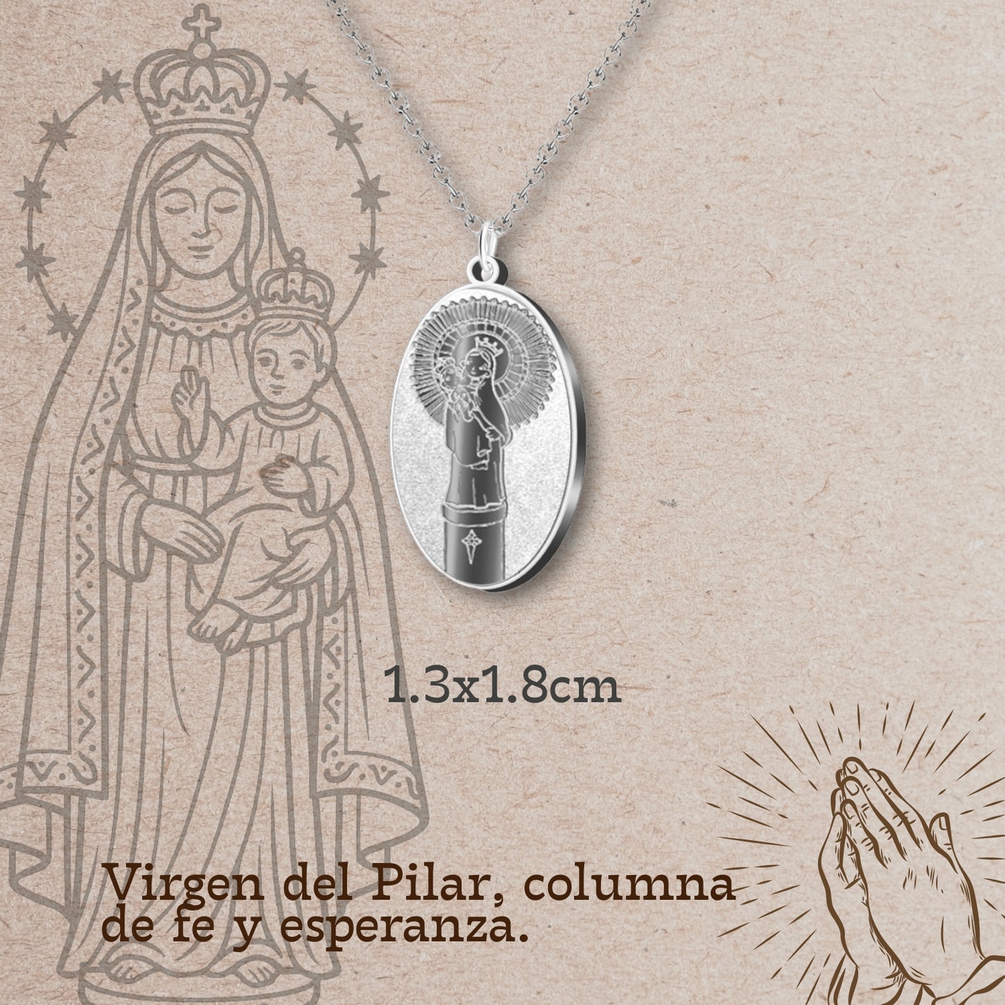 Colgante Acero VIRGEN DEL PILAR color Plateado