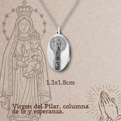 Colgante Acero VIRGEN DEL PILAR color Plateado