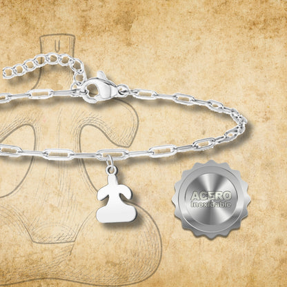 Pulsera Con Idolo de Tarra Acero Plateado
