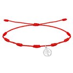 Pulsera roja de los 7 nudos con medalla colgante de la Cruz de Caravaca en acero plateado, amuleto de protección contra el mal de ojo