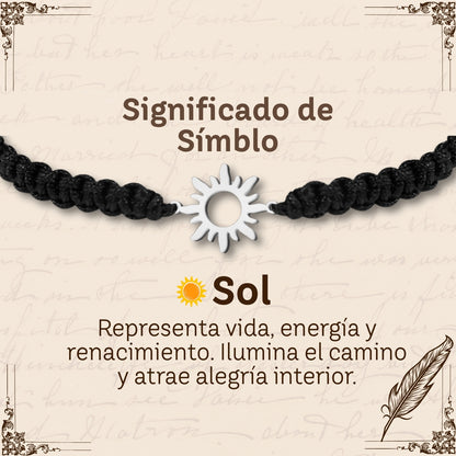 Pulsera Hilo Destino con Sol Acero Plateado
