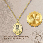 Colgante Medalla Virgen del Rocío Acero Dorado - cotigo