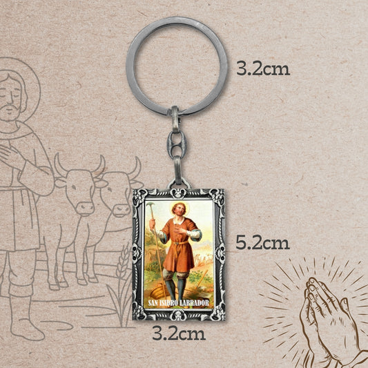 Llavero San Isidro Labrador con Imagen coloreado
