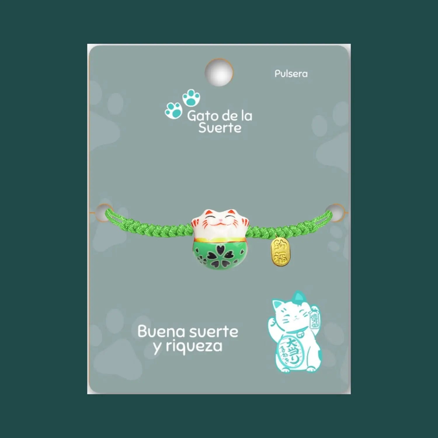 Pulsera Maneki-neko 🐱 |Pulsera Gato de la suerte| Amuleto de la suerte y protección | Hecha a mano con encanto oriental 💫 cotigo