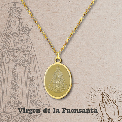 Colgante Virgen de la Fuensanta Acero Dorado