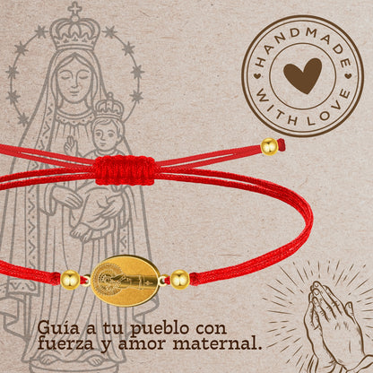 Pulsera Hilo Encerado con VIRGEN DEL PILAR color Dorado