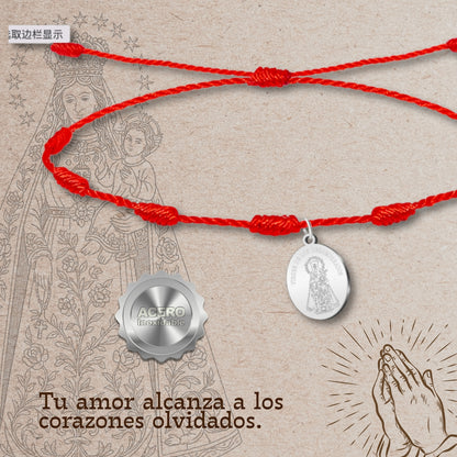 Pulsera 7 nudos con Virgen de los desamparados Acero Plateado