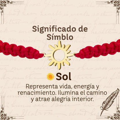 Pulsera Hilo Destino con Sol Acero Dorado