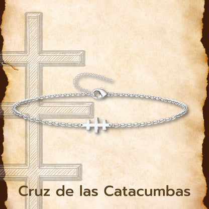 Pulsera Cruz de las Catacumbas Acero inoxidable color Plateado