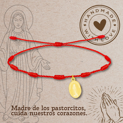 Pulsera 7 nudos con VIRGEN DE FATIMA Dorado