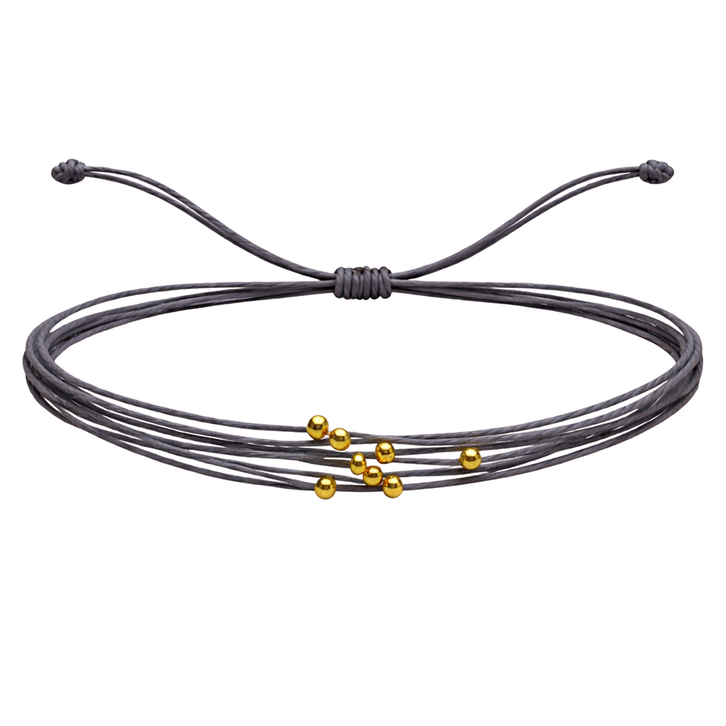 Pulsera Multihilo Encerado con Cuentas de Acero Inoxidable