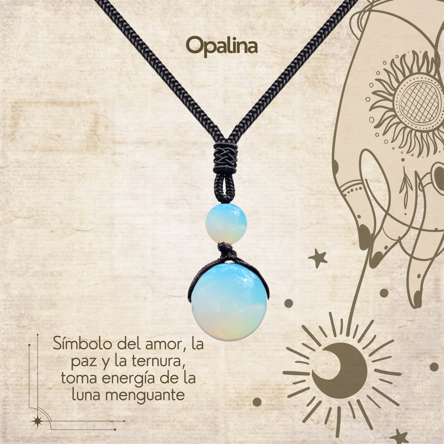 Colgante de piedra natural 14 mm 🌈 ¡Hecho a mano y con significado único! 🔮 Cuerda ajustable 40–70 cm