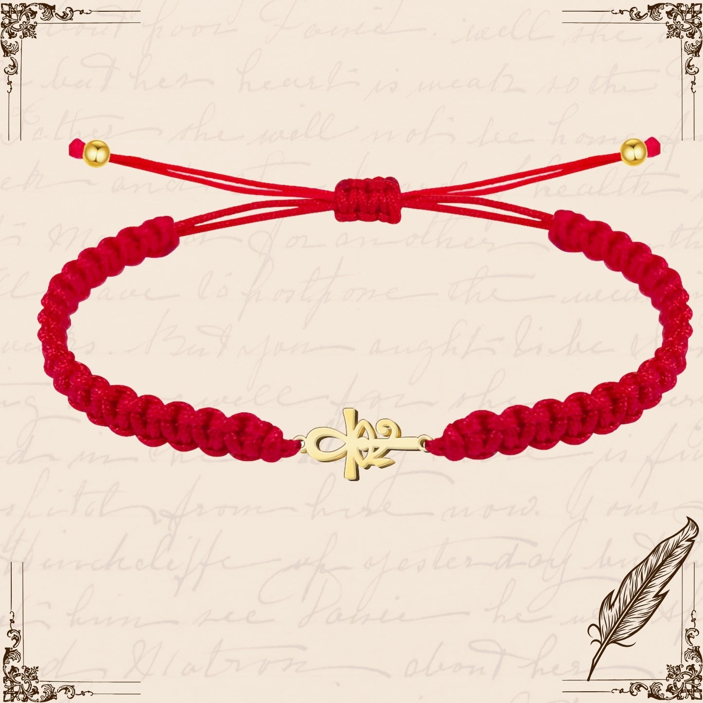 Pulsera Hilo Destino con Cruz Egipcia y Ojo Horus Acero Dorado