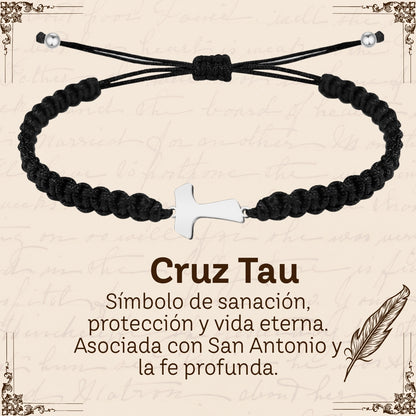 Pulsera Hilo Destino Hecho a Mano 🧵 con Amuleto de Suerte y Protección 🍀 en Acero Inoxidable 💎