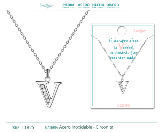 Collar Letra-V con Stras