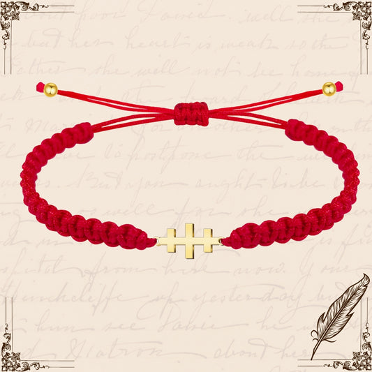 Pulsera Hilo Destino con Cruz de las Catacumbas Acero Dorado