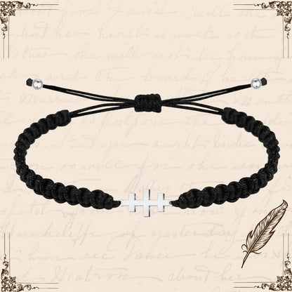 Pulsera Hilo Destino con Cruz de las Catacumbas Acero Plateado