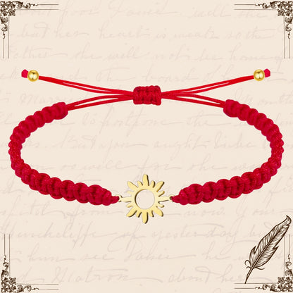 Pulsera Hilo Destino con Sol Acero Dorado