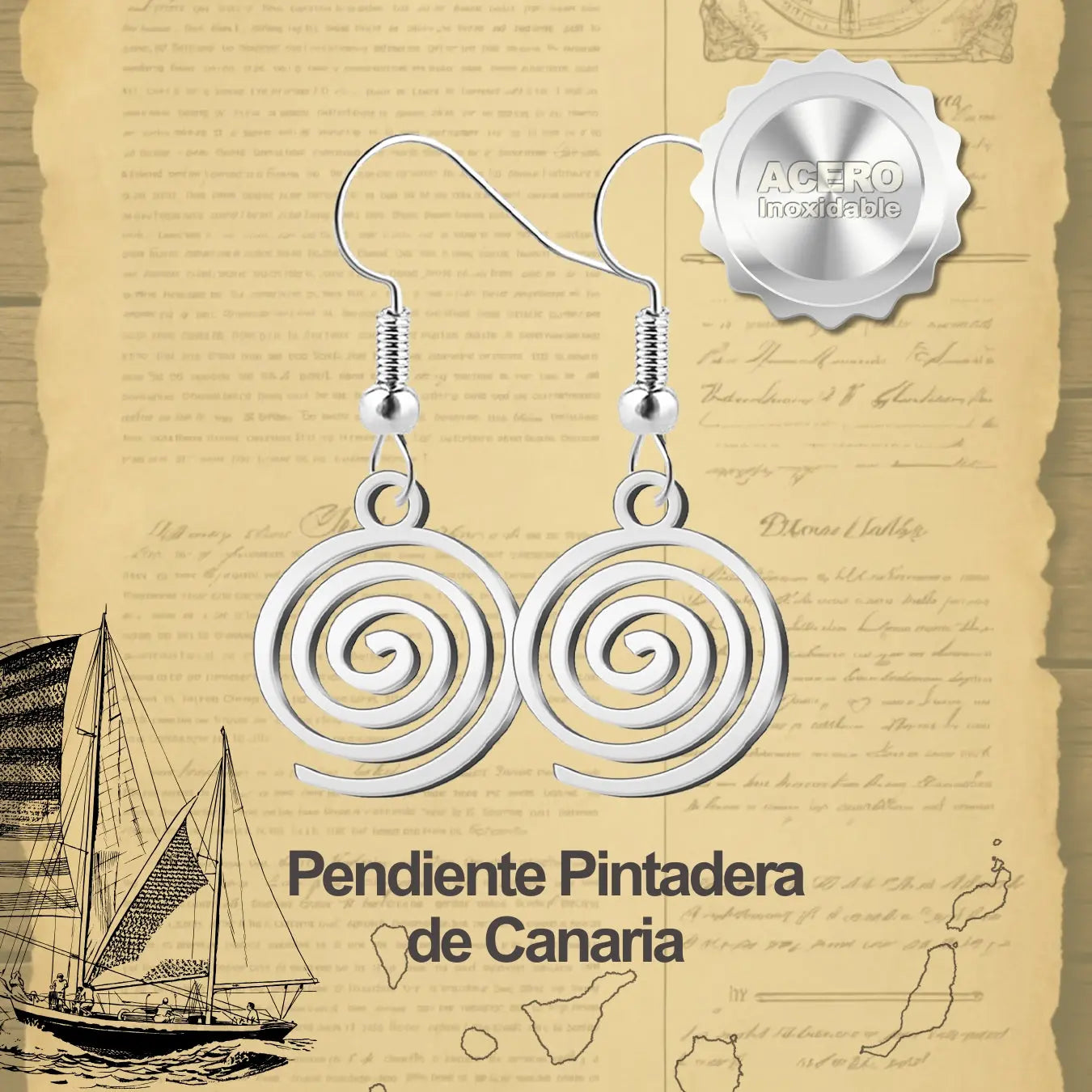 Pendientes Pintadera Canaria Espiral - cotigo