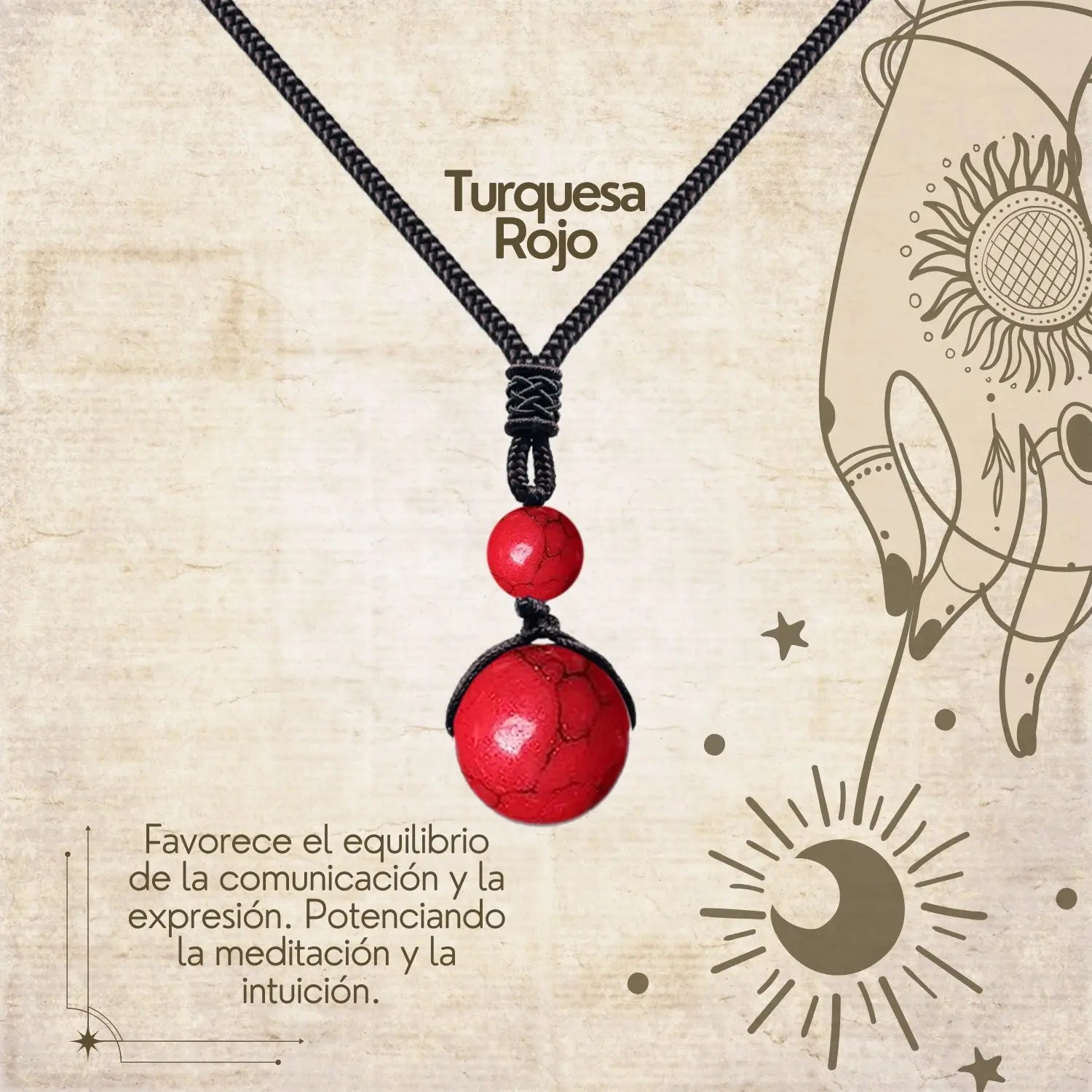 Colgante de piedra natural 14 mm 🌈 ¡Hecho a mano y con significado único! 🔮 Cuerda ajustable 40–70 cm - cotigo