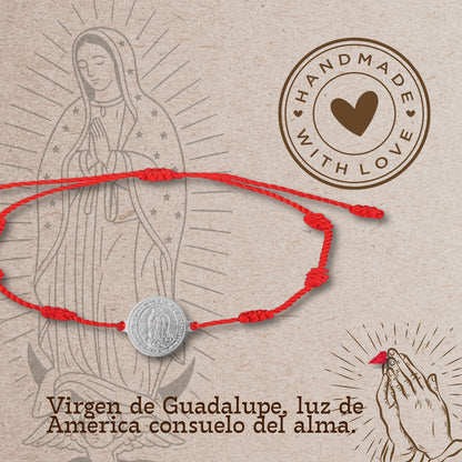 Pulsera 7 nudos con Virgen Guadalupe color Plateado