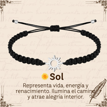 Pulsera Hilo Destino Hecho a Mano 🧵 con Amuleto de Suerte y Protección 🍀 en Acero Inoxidable 💎