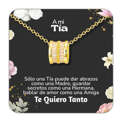 Collar Acero y  colgante Cobre con Piedra Circonita para Regalar a Tía