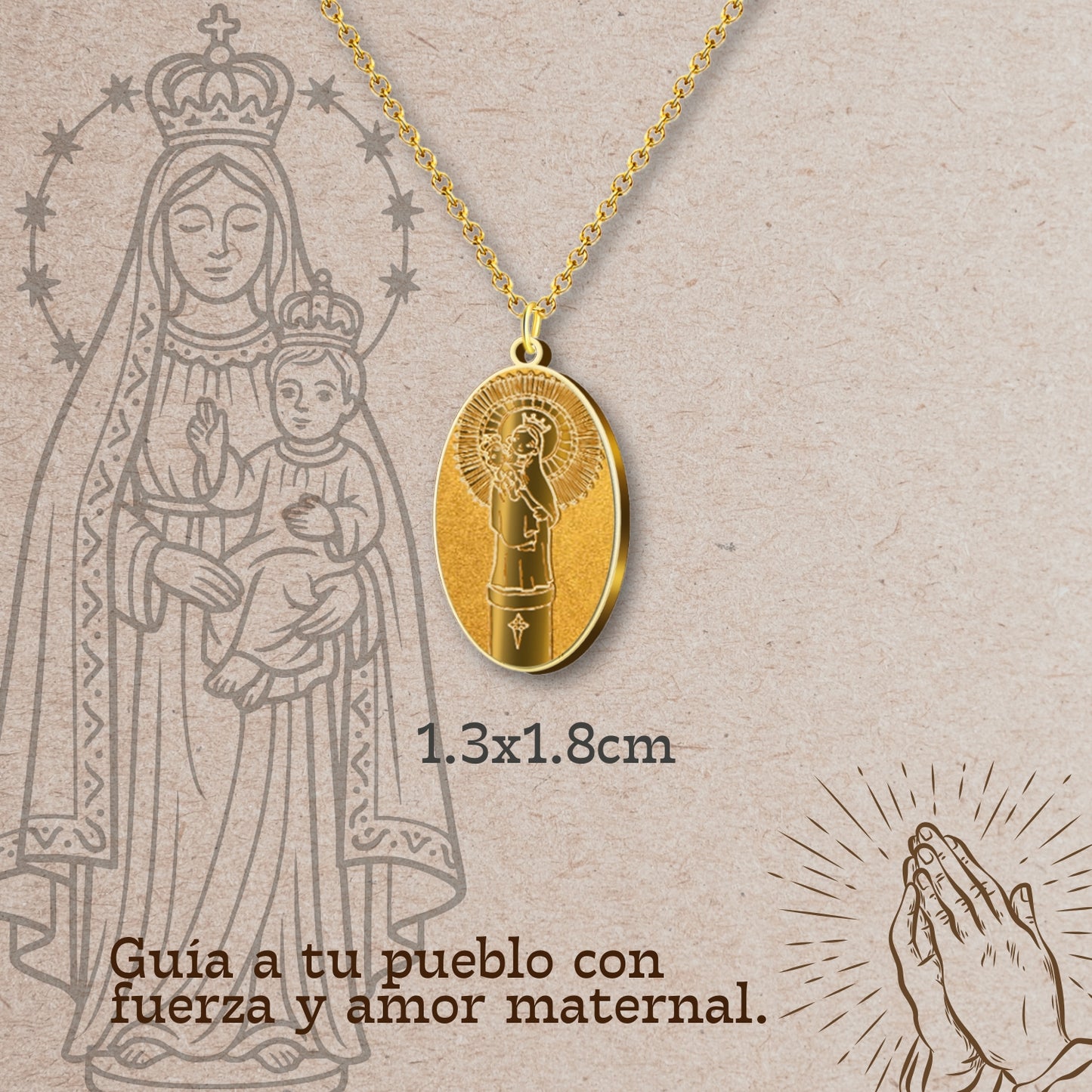 Colgante Acero VIRGEN DEL PILAR color Dorado