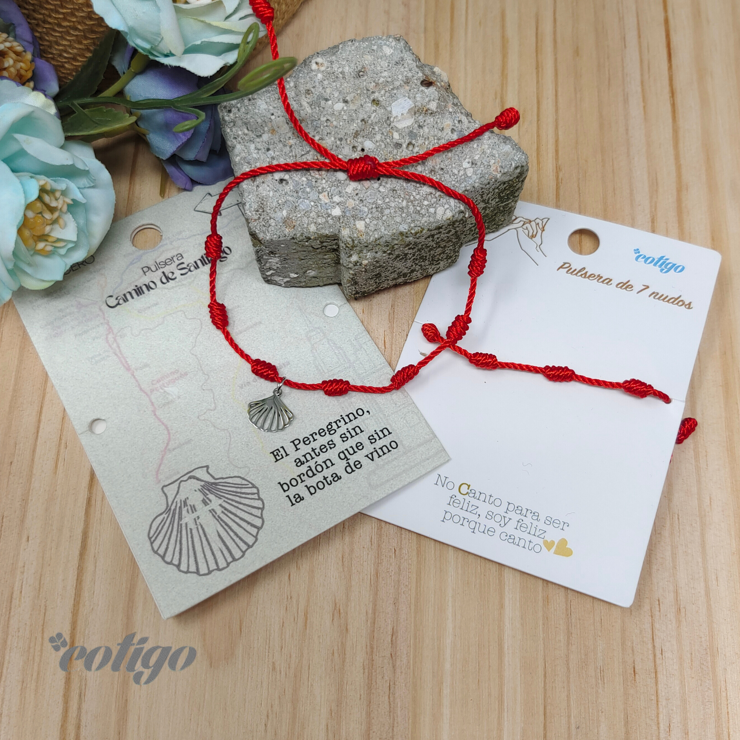 Pulsera 7 Nudos con La concha de vieir Acero Plateado