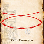 Pulsera 7 Nudos con Medalla de Cruz de Caravaca en Hilo Rojo y Acero - cotigo