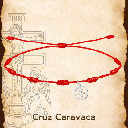 Pulsera 7 nudos con Cruz Caravaca Acero Color Plateado