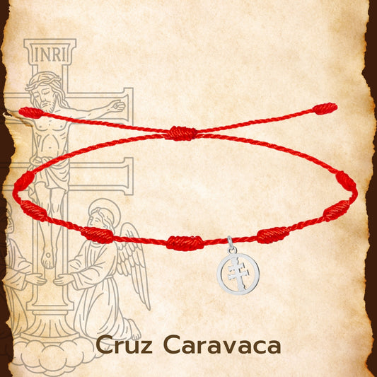 Pulsera 7 nudos con Cruz Caravaca Acero Color Plateado