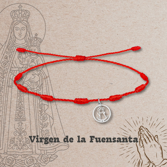Pulsera 7 nudos con Virgen de la Fuensanta Acero Plateado