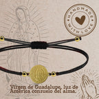 Pulsera Hilo Negro Virgen de Guadalupe en Acero Dorado - cotigo