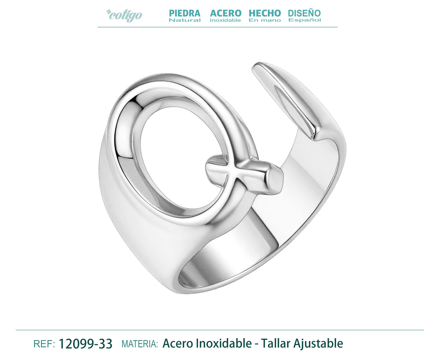 Anillo acero letra Q Acero