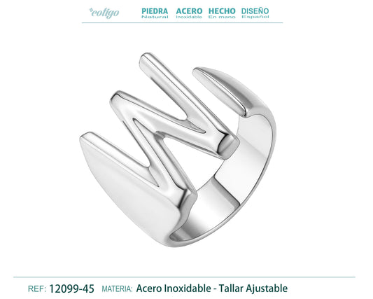 Anillo acero letra W Acero