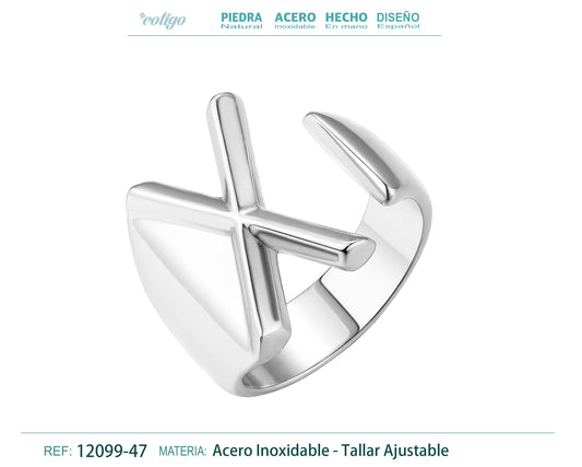 Anillo acero letra X Acero