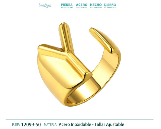 Anillo acero letra Y Dorado