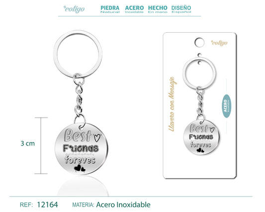 Chaveiro de aço com mensagem em espanhol