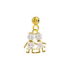 CHARM de Cobre Chapado Oro 14K con Circonita-con Bola de Goma - cotigo