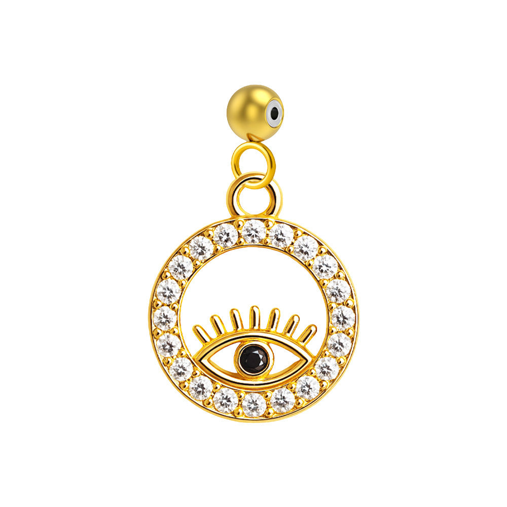 CHARM de Cobre Chapado Oro 14K con Circonita-con Bola de Goma