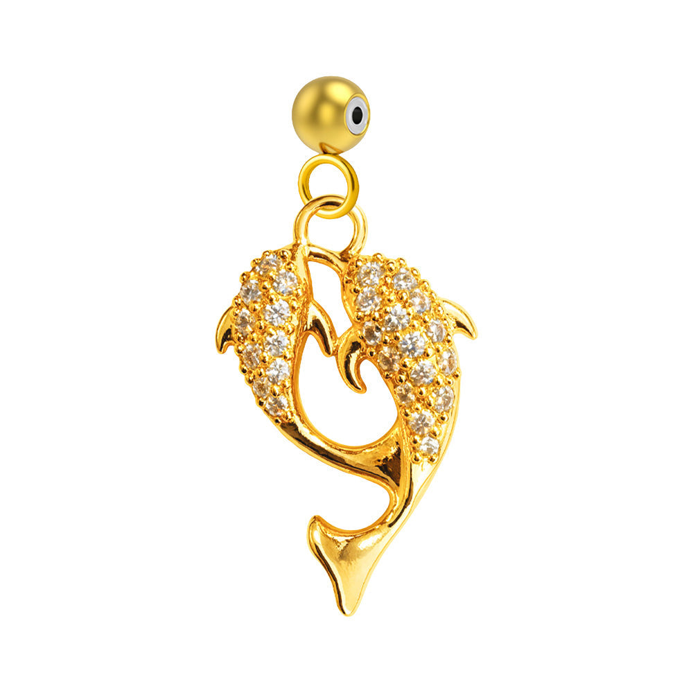 CHARM de Cobre Chapado Oro 14K con Circonita-con Bola de Goma