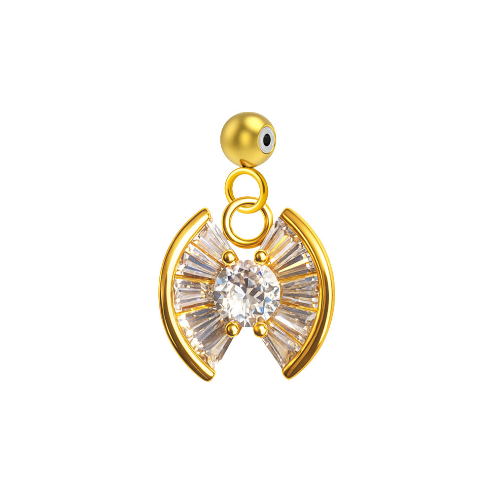 CHARM de Cobre Chapado Oro 14K con Circonita-con Bola de Goma