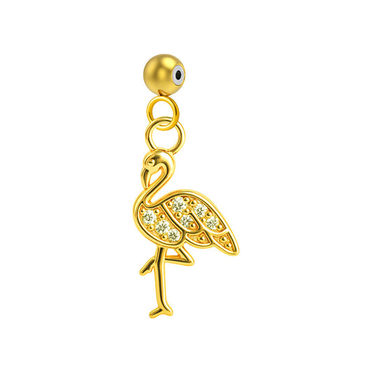 CHARM de Cobre Chapado Oro 14K con Circonita-con Bola de Goma